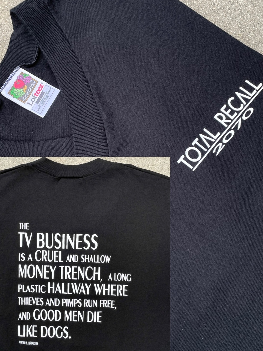 RARE Vtg Total Recall 2070 TV Series Cast/Crew Gift Hunter S Thompson Quote Tee